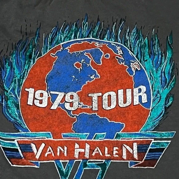 Van Halen 1979 Tour Rock n' Roll Retro Music Crewneck Womens Tshirt - Picture 6 of 8